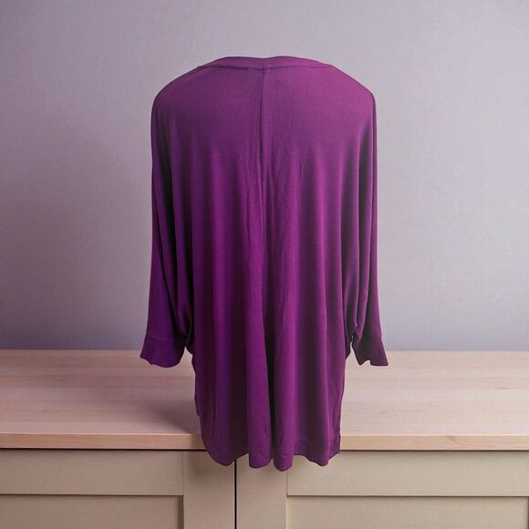 Laurie Felt Heather Purple Ribbed Oversized Relaxed Pullover Top Size Small - Picture 3 of 8